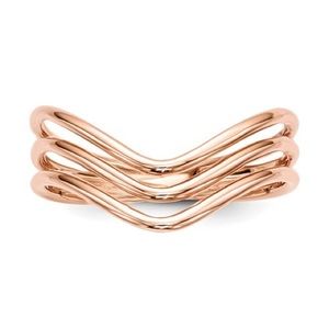 925 Sterling Silver Rose-tone 3-band Wave Ring, SIZE 6, 7, OR 8